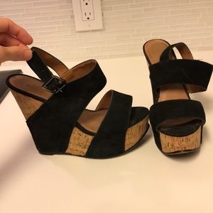 Black suede and cork Aldo wedges